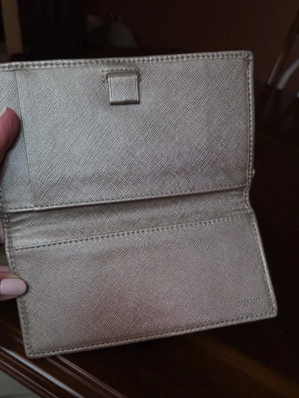 Coach Brown and Tan Signature Fold-Over Wallet